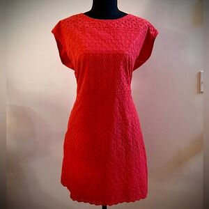 Chic Coral Lace Mini Dress